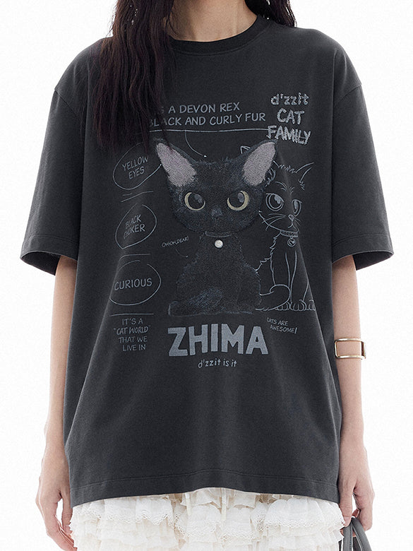 Cat Embroidery T-shirt
