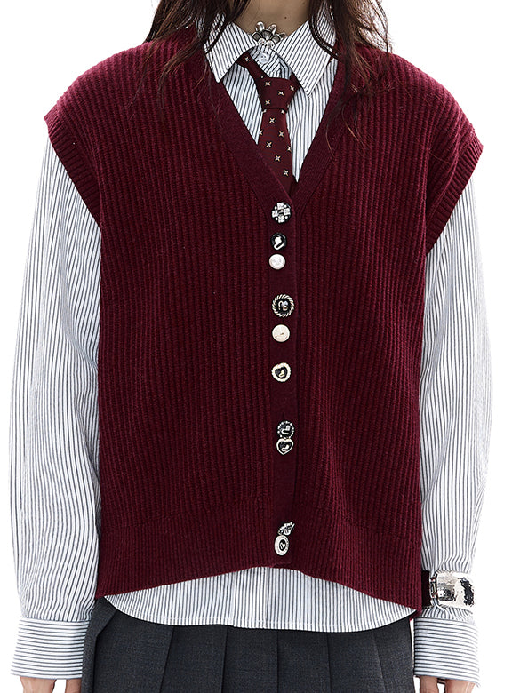 Various Button Knit Vest