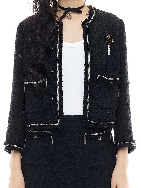 Brooch & Chain Tweed Jacket