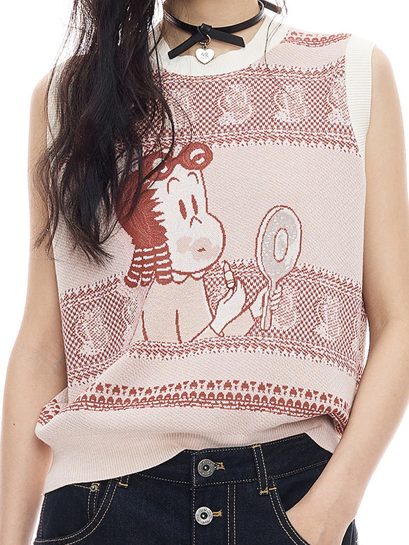 Sequins & Embroidery Sleeveless Knit Top