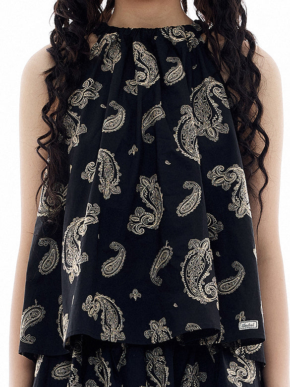 Paisley Pattern Holter-neck Top