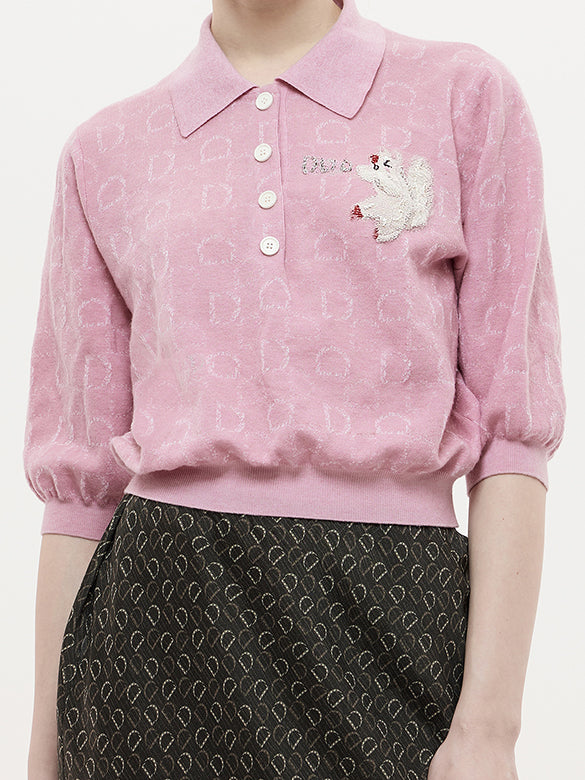 Animal Embroidery Polo Knit