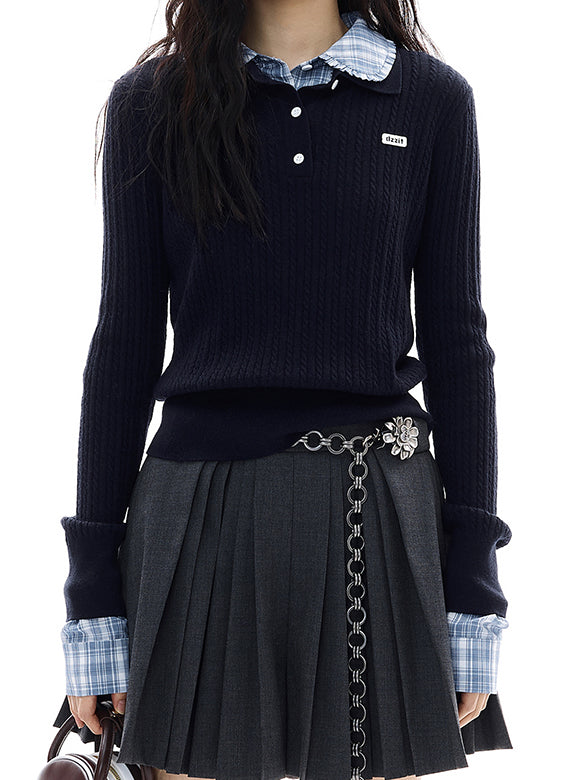 Blouse Layered Knit Top