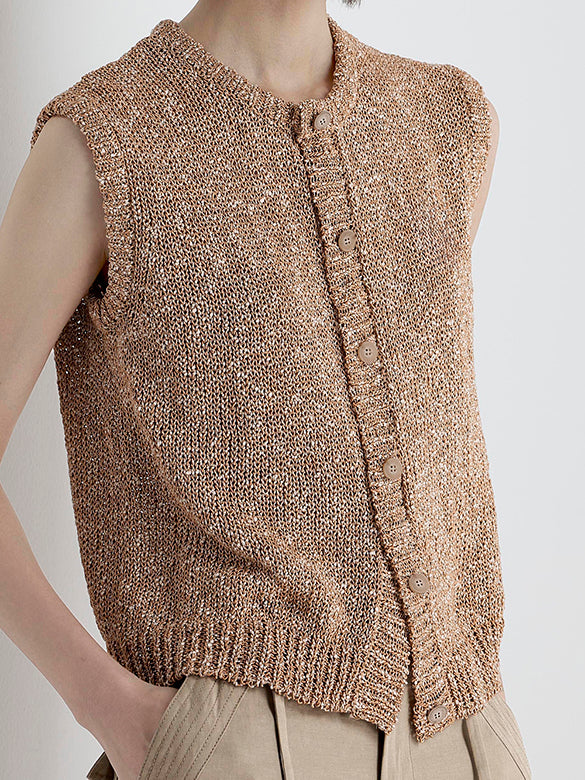 Glitter Sleeveless Knit Cardigan