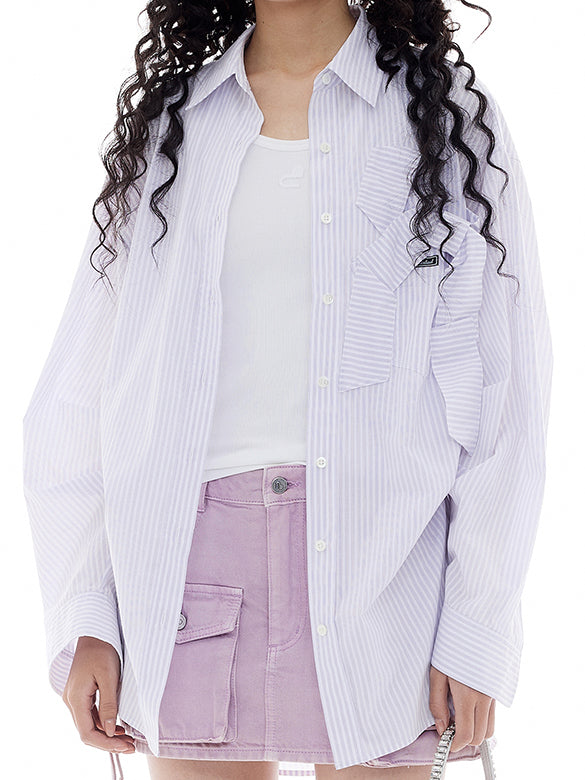Ribbon Tuck Stripe Shirt