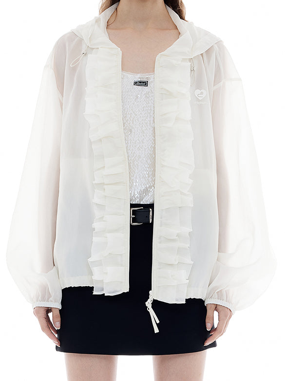 Frill Design Sheer Blouson