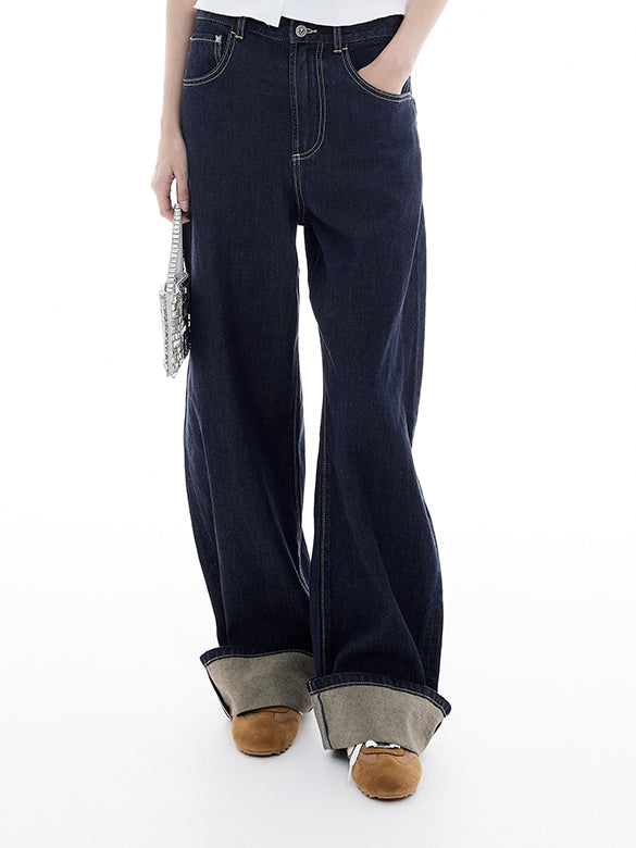 Roll-up Rigid Denim Pants