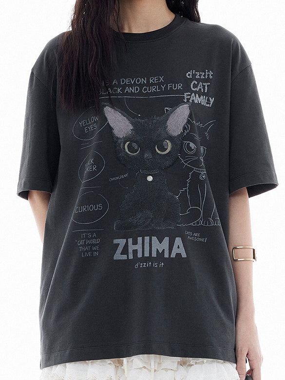 Cat Embroidery T-shirt