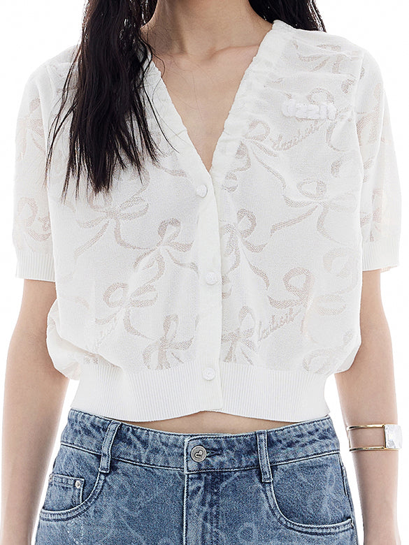 Ribbon Sheer Knit Cardigan