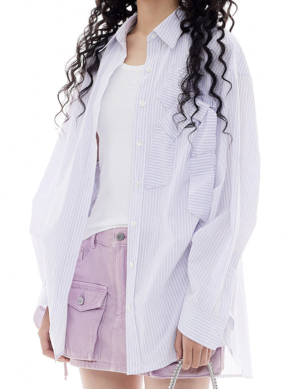 Ribbon Tuck Stripe Shirt