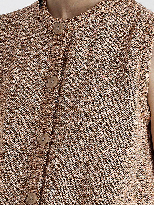 Glitter Sleeveless Knit Cardigan