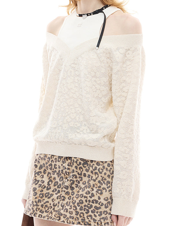 Leopard Pattern Layered Knit Top