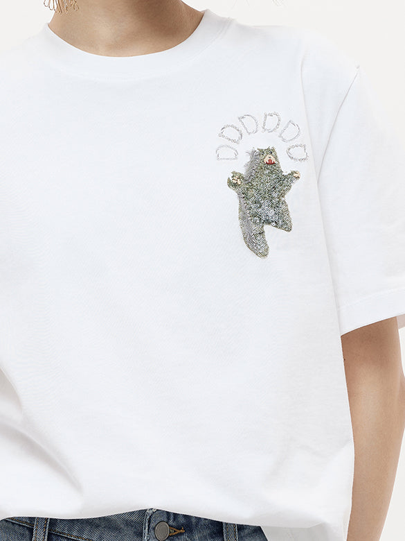 One-point Bear Sequins T-shirt
