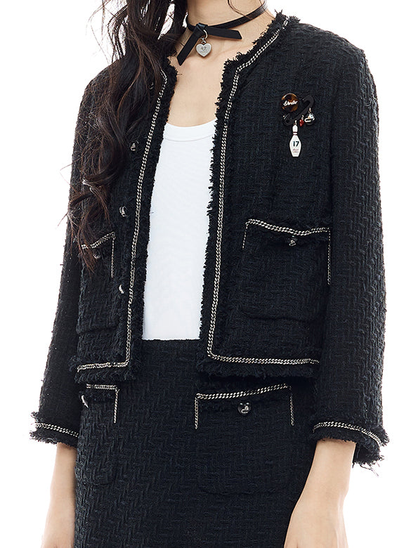 Brooch & Chain Tweed Jacket