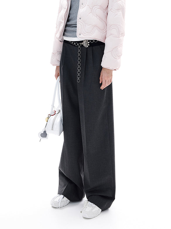 Waist Bi-color Tuck Pants