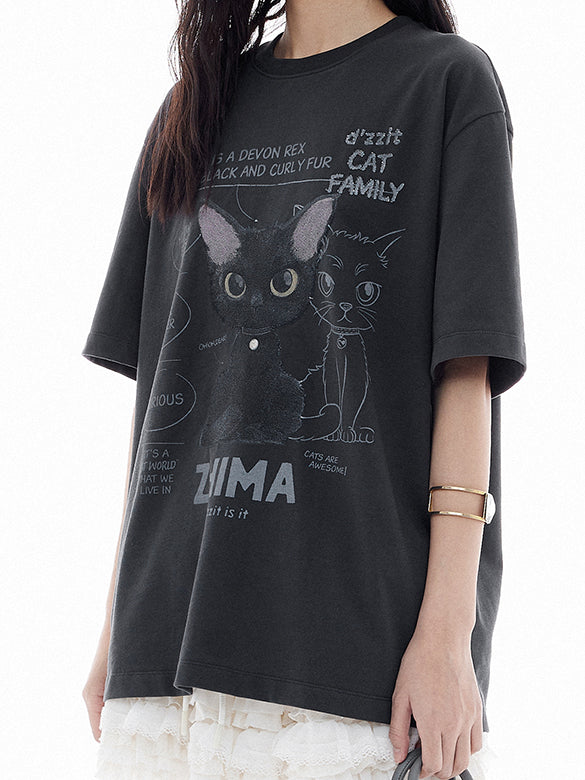 Cat Embroidery T-shirt