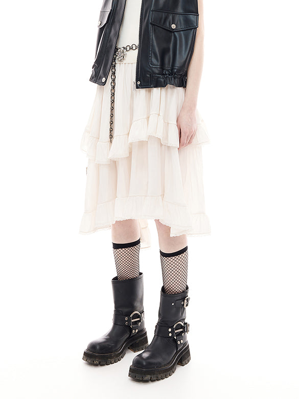 Satin Drape Asymmetry Skirt