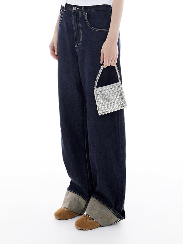 Roll-up Rigid Denim Pants