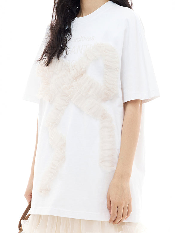 Tulle Ribbon T-shirt Dress