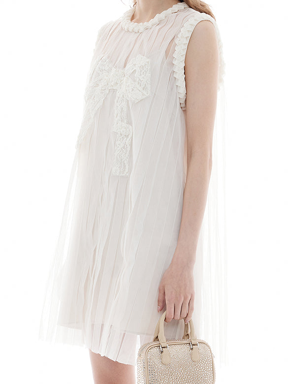 Ribbon Tuck Sheer Dress