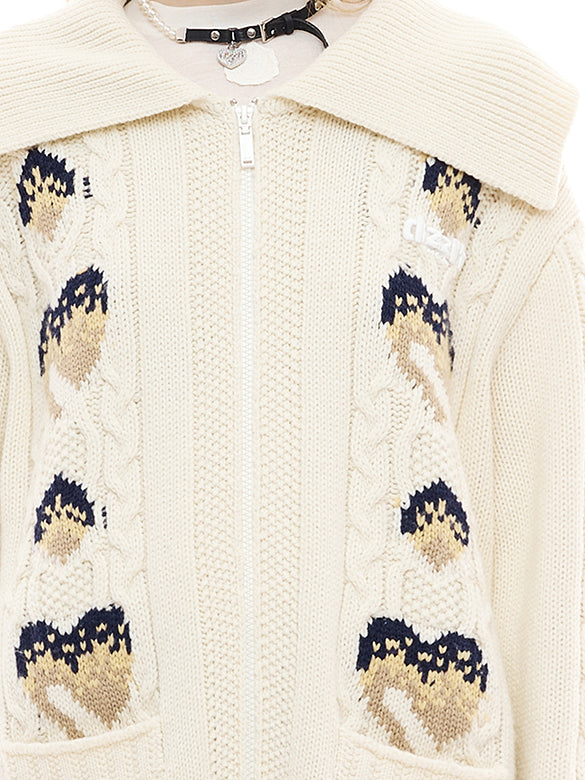 d Logo Pattern Design Zipper Knit Outer