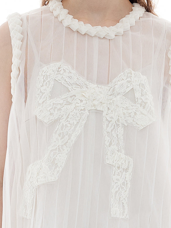 Ribbon Tuck Sheer Dress