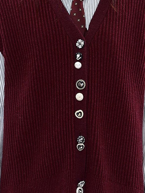 Various Button Knit Vest