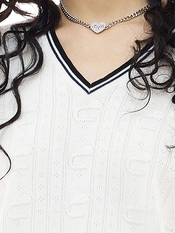Bi-color Line Knit Vest