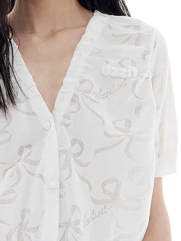 Ribbon Sheer Knit Cardigan