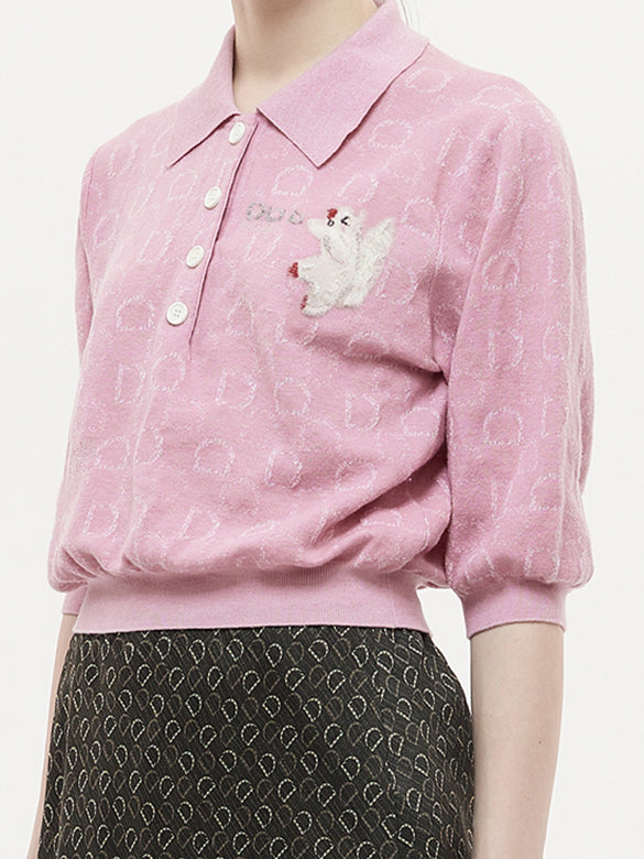 Animal Embroidery Polo Knit