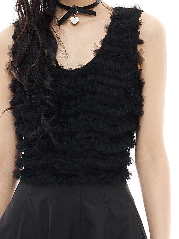 Tulle Combination Sleeveless Dress