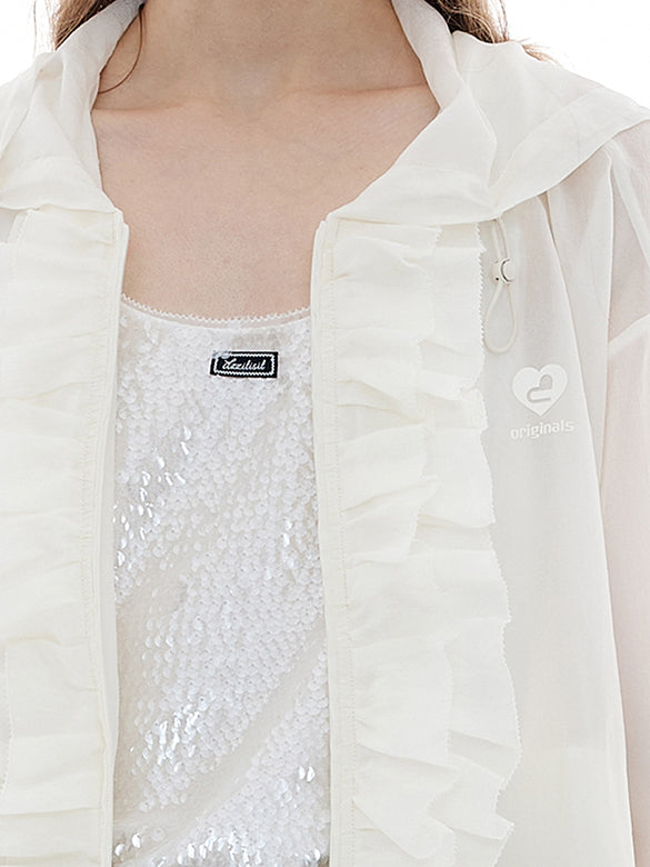 Frill Design Sheer Blouson