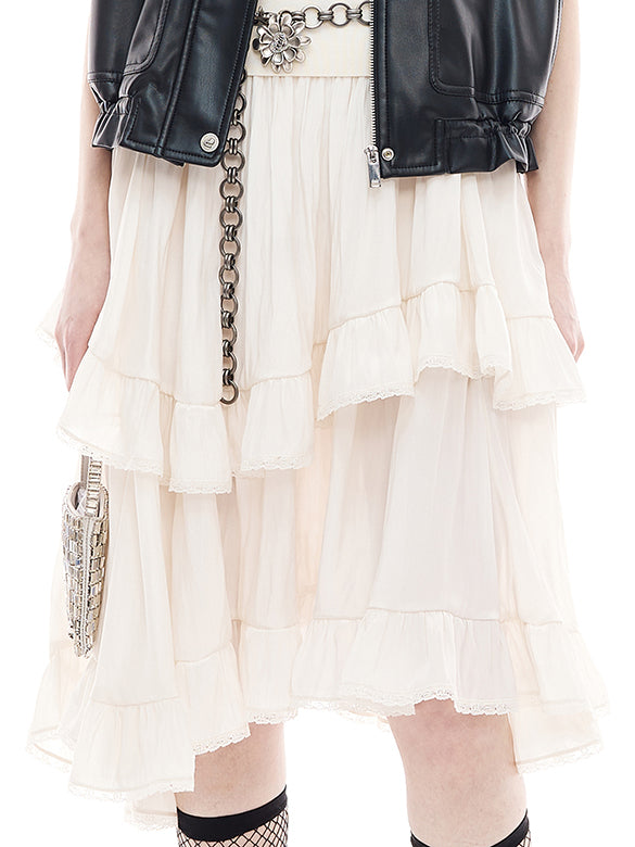Satin Drape Asymmetry Skirt