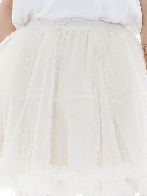 White Tulle Short Length Skirt