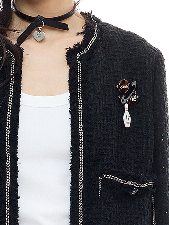 Brooch & Chain Tweed Jacket