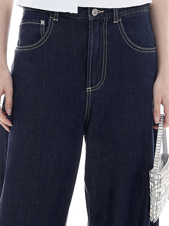 Roll-up Rigid Denim Pants
