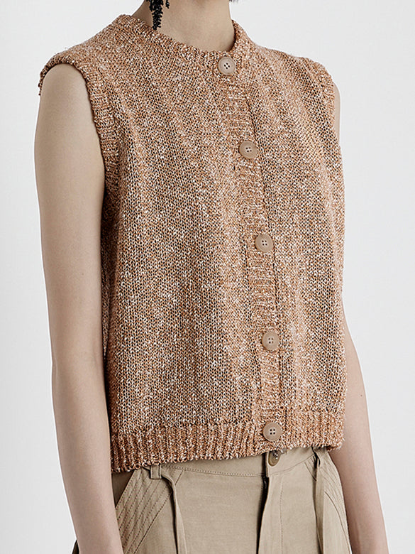 Glitter Sleeveless Knit Cardigan