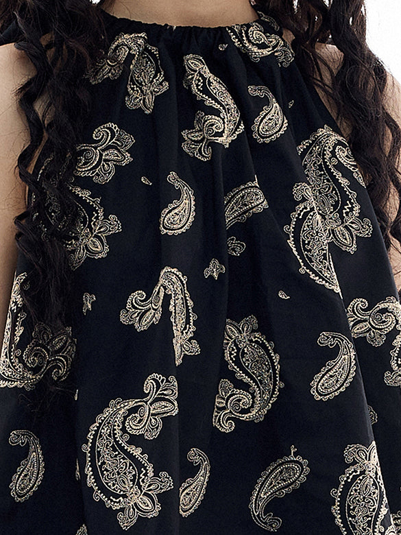 Paisley Pattern Holter-neck Top