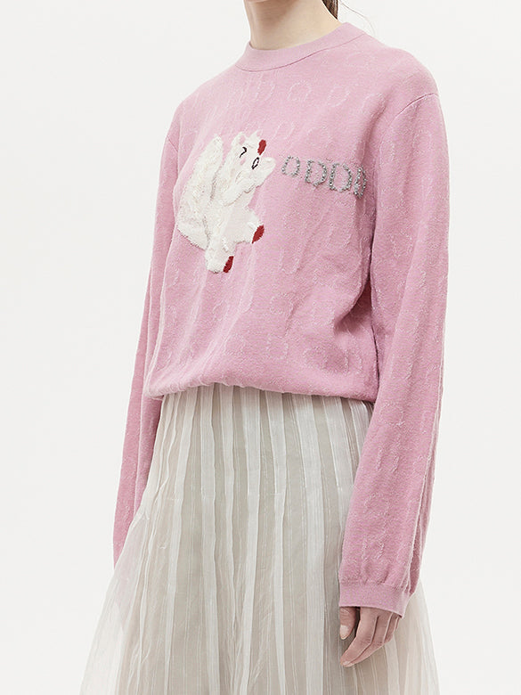 Animal Embroidery Knit Top