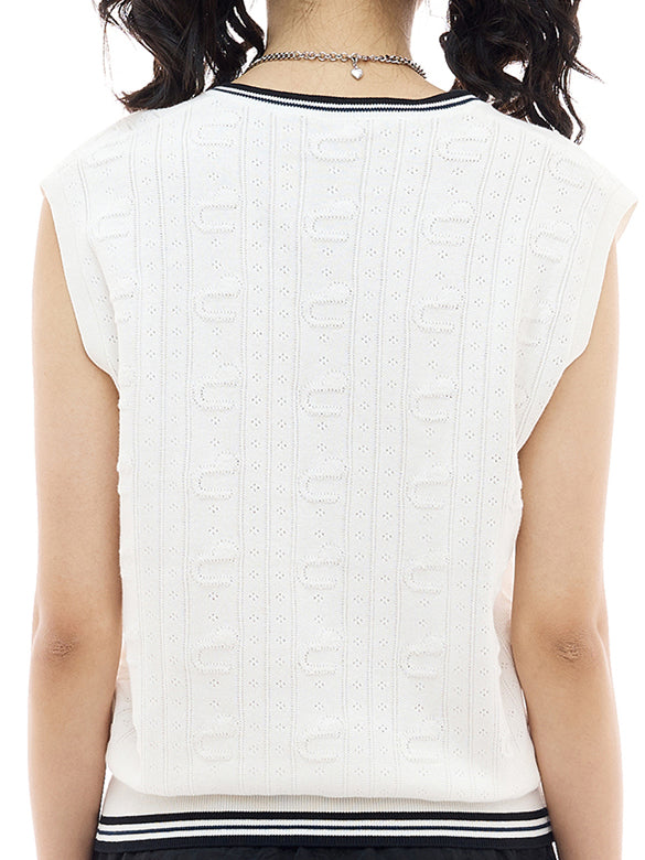 Bi-color Line Knit Vest