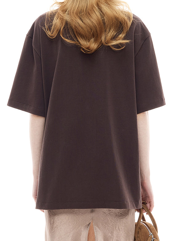 Cat Printed Badge T-shirt