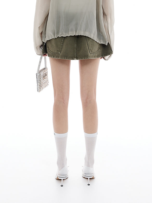 Micro Short Length Denim Skirt