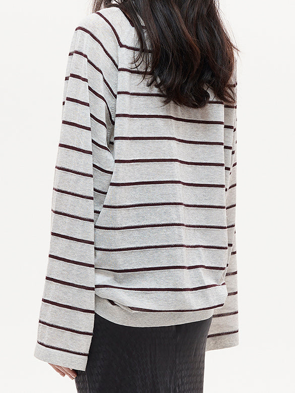Bear Sequins Stripe Knit Top