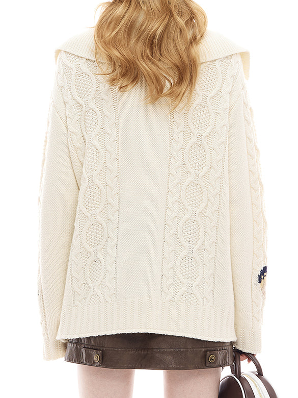d Logo Pattern Design Zipper Knit Outer