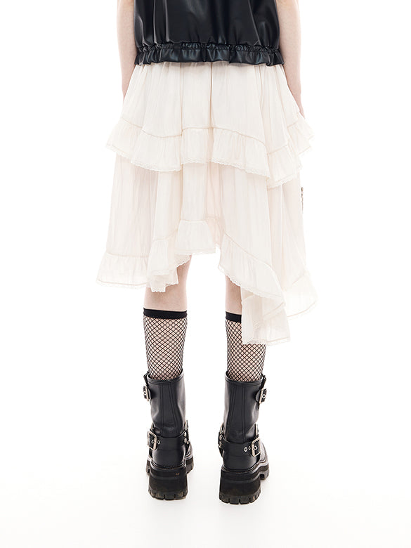 Satin Drape Asymmetry Skirt
