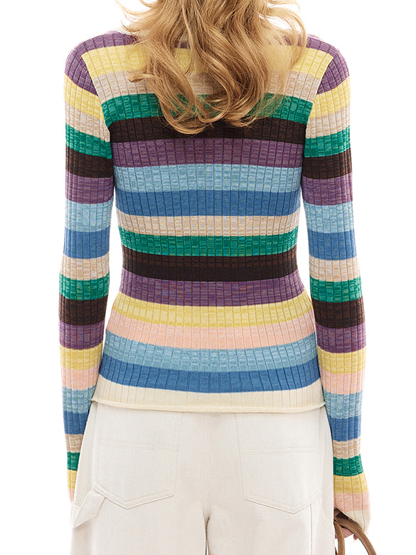 Bi-color Stripe Knit Top