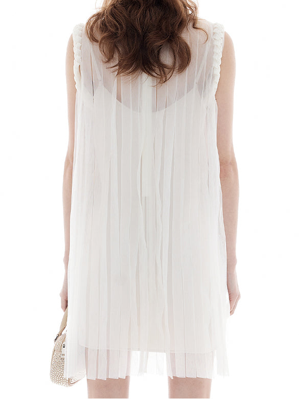 Ribbon Tuck Sheer Dress
