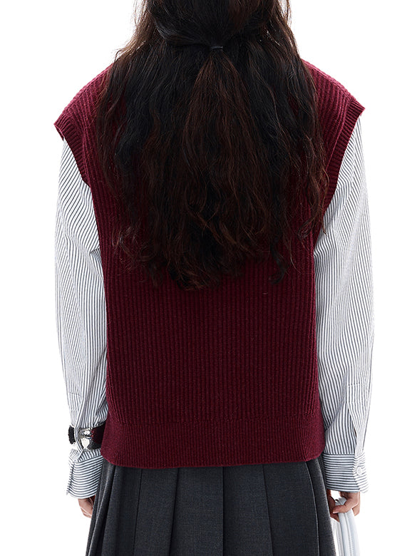 Various Button Knit Vest