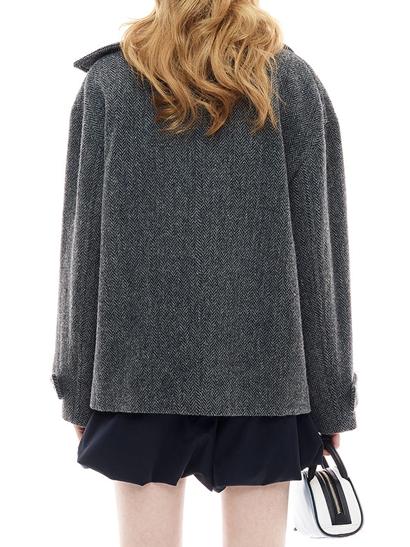 Brooch Herringbone Double Coat