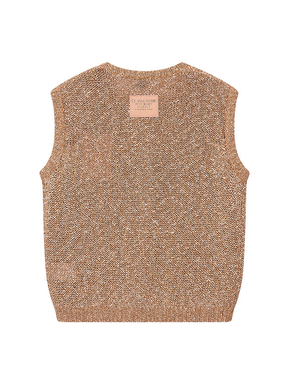 Glitter Sleeveless Knit Cardigan